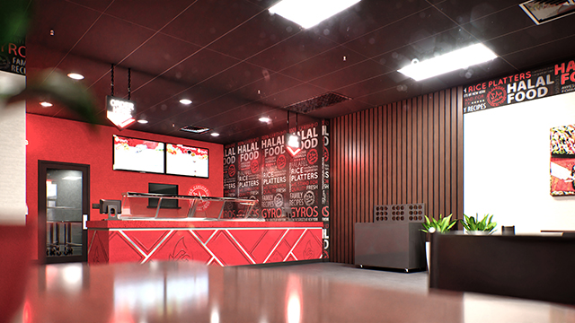 Interior of a Shah's Halal Food in Groton, Connecticut