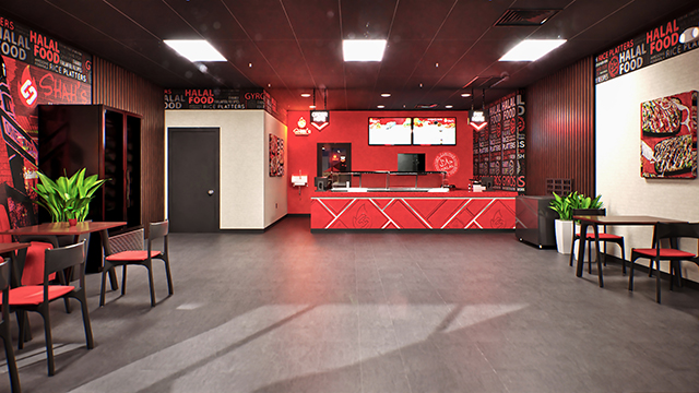 Interior of a Shah's Halal Food in Groton, Connecticut